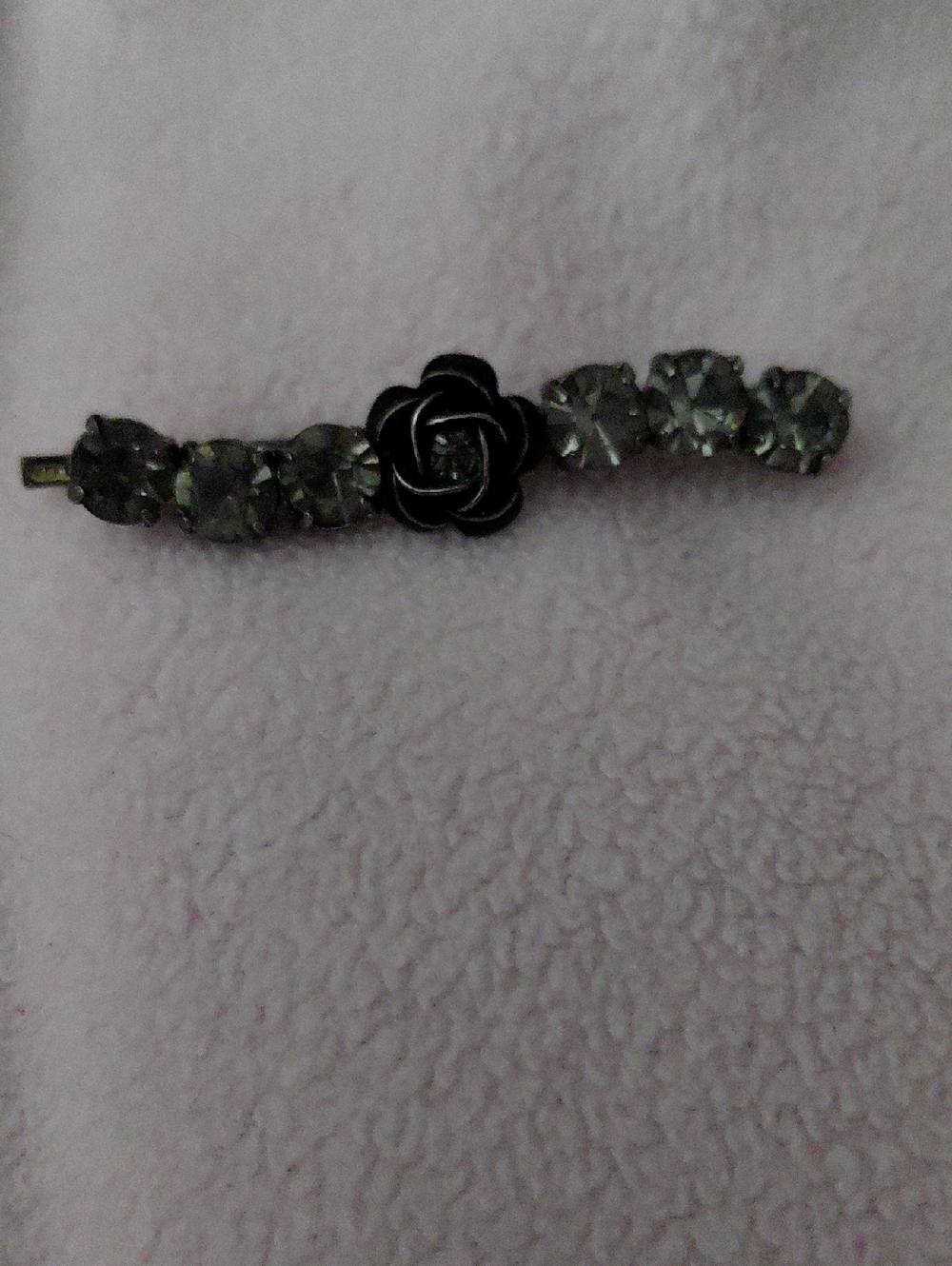 Rhinestone Flower Hair Clip- Black and Clear
